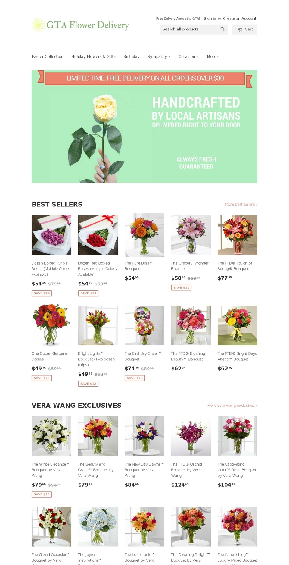 gtaflowerdelivery.ca shopify website screenshot