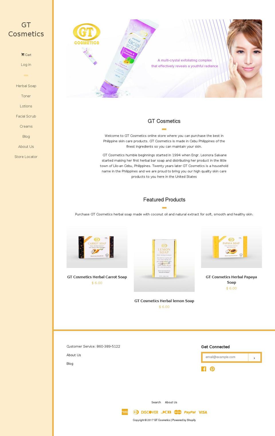 gtcosmetics.com shopify website screenshot