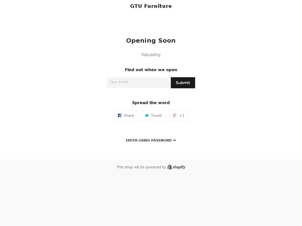 gtufurniture.com shopify website screenshot