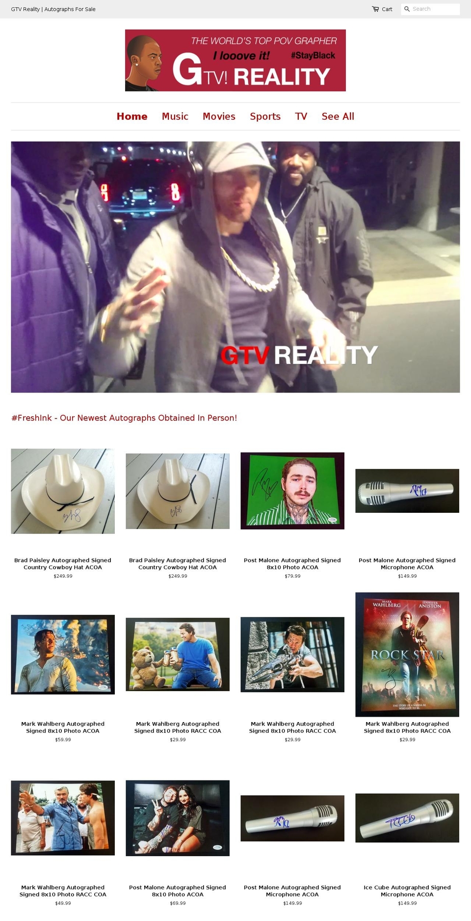 gtvreality.com shopify website screenshot
