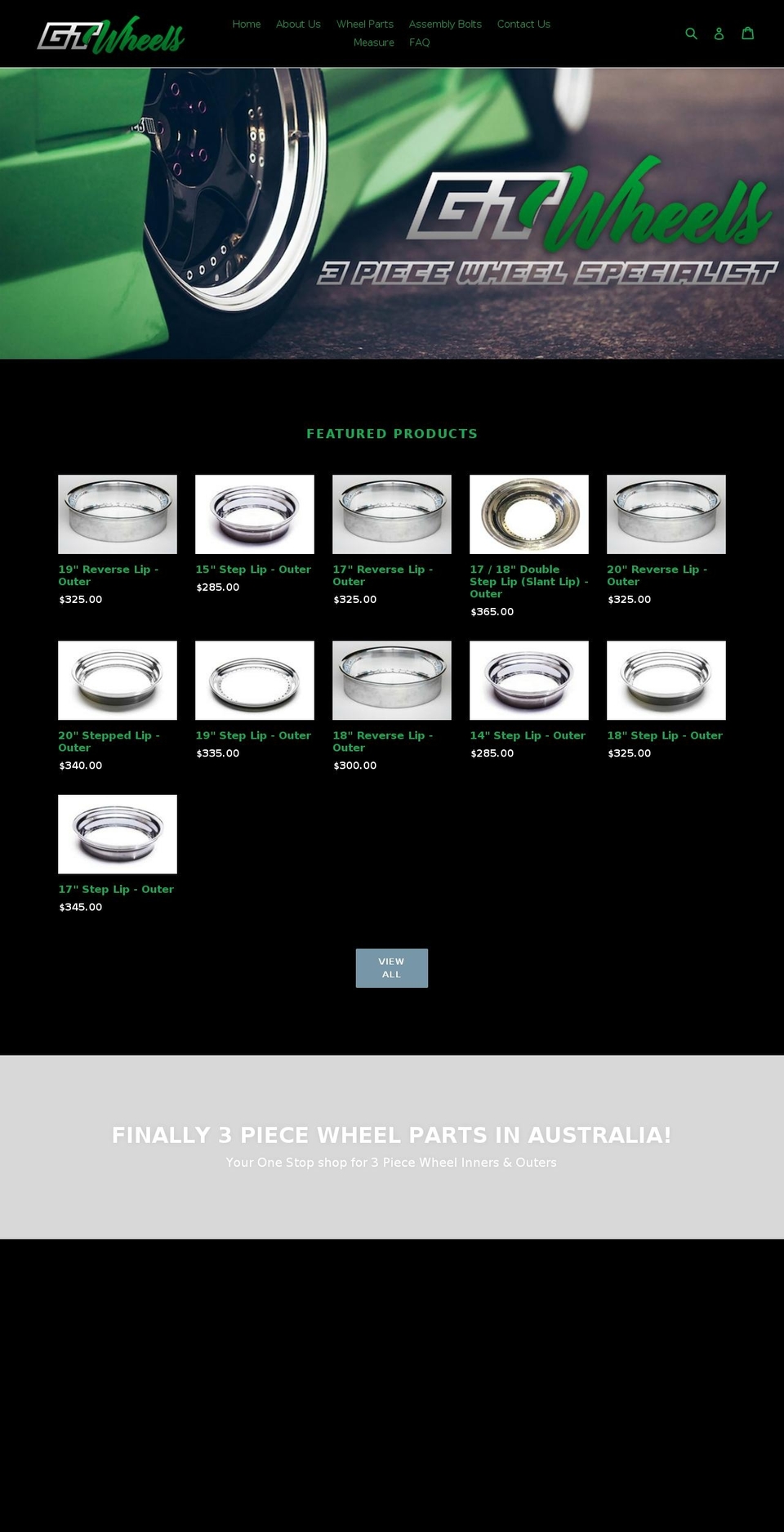 gtwheels.com.au shopify website screenshot