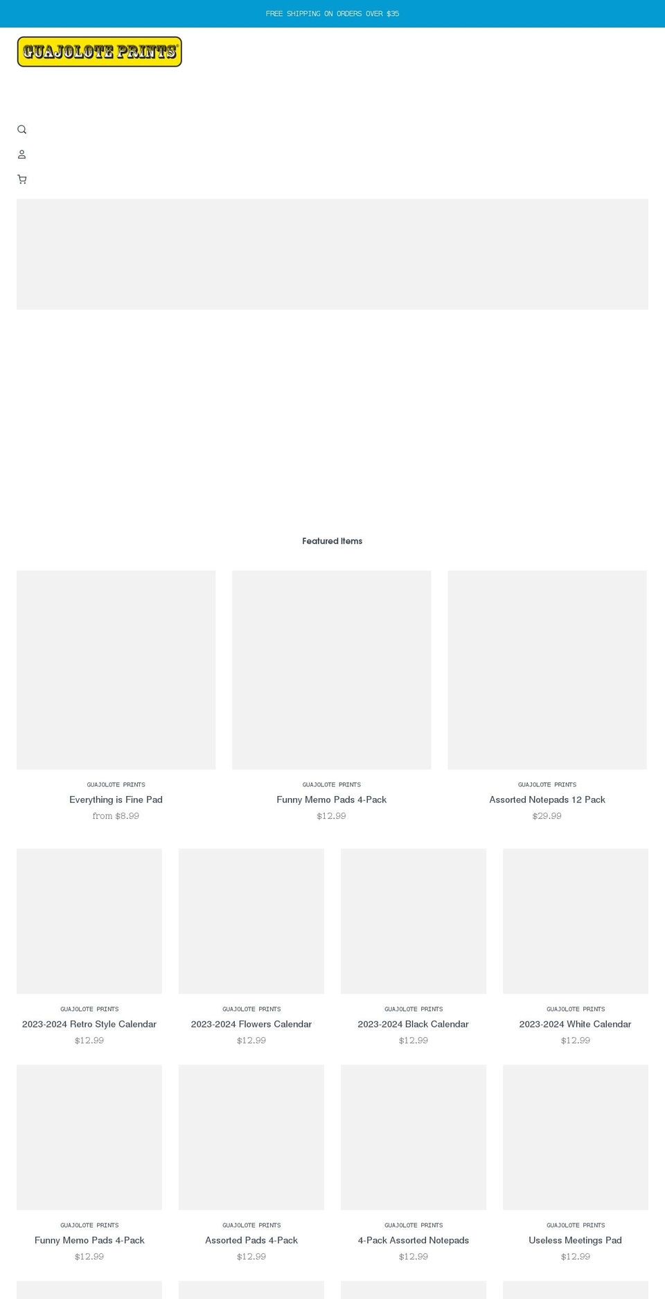 guajoloteprints.com shopify website screenshot