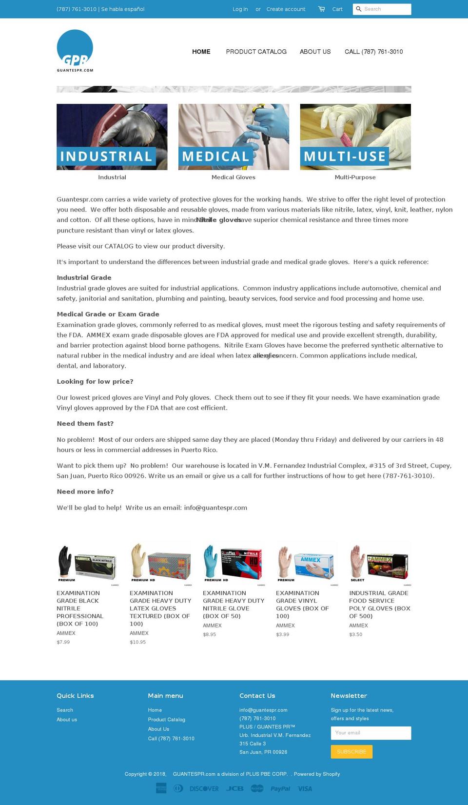 guantespr.com shopify website screenshot