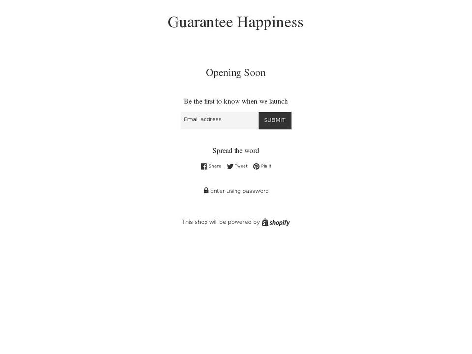 guaranteehappiness.org shopify website screenshot