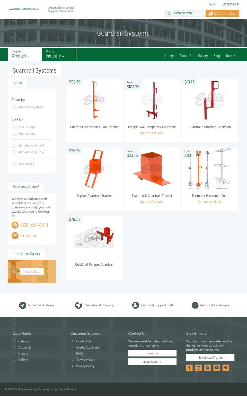 Ellis Manufacturing Shopify theme site example guardrailstanchion.com