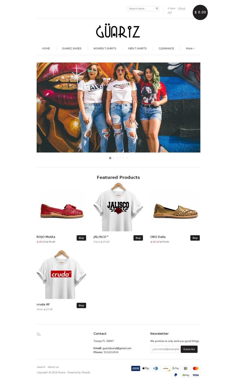 guariz.com shopify website screenshot