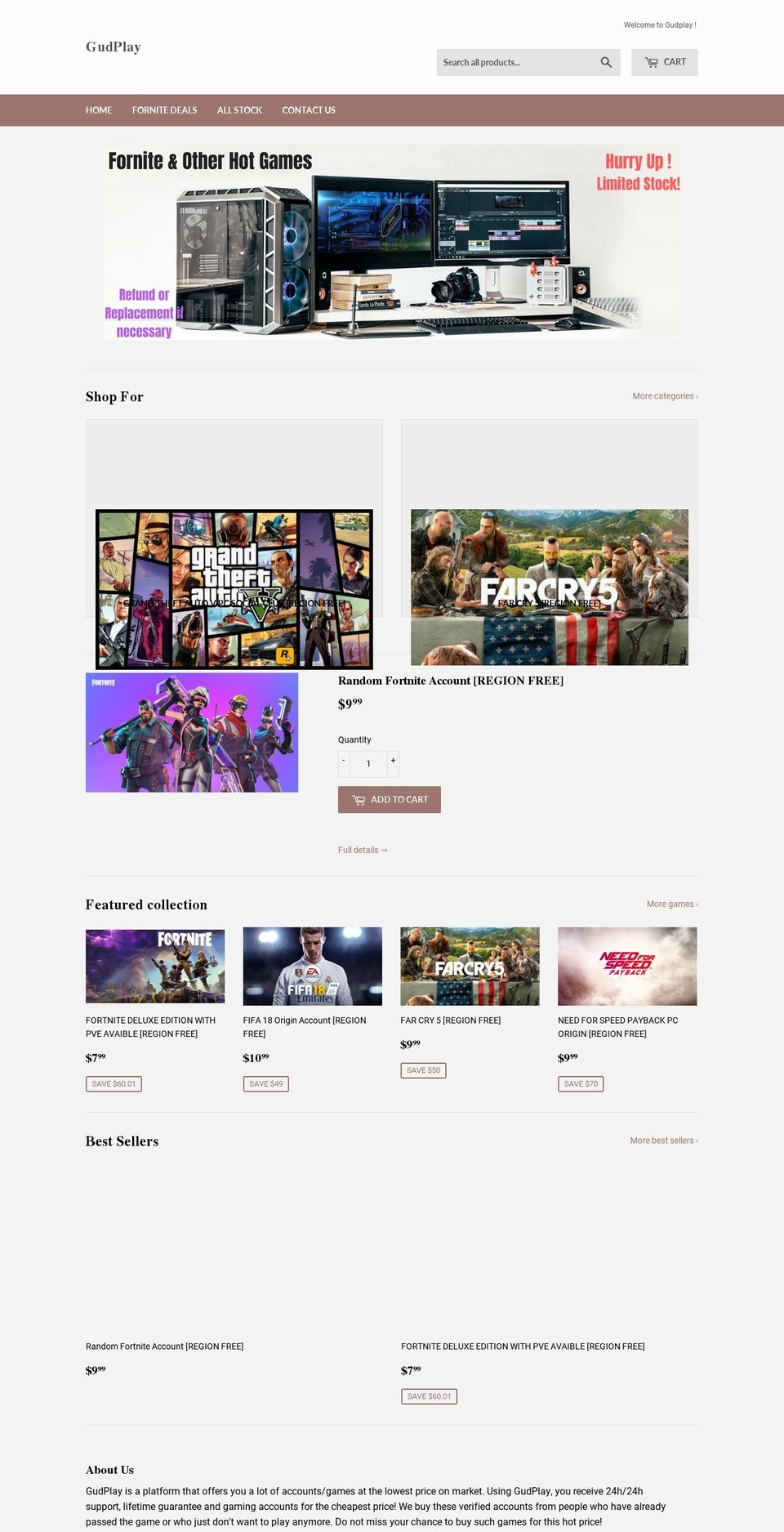 gudplay.com — Shopify storefront screenshot