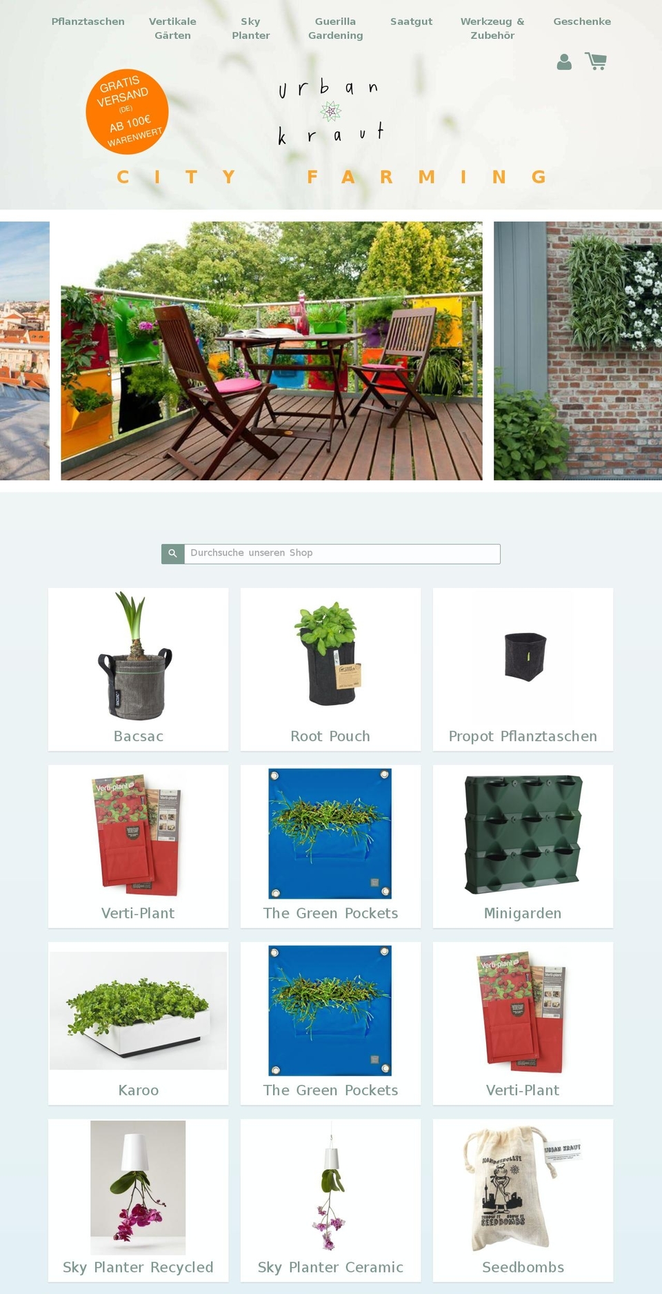 Urbankraut Theme Shopify theme site example guerilla-gardener.com