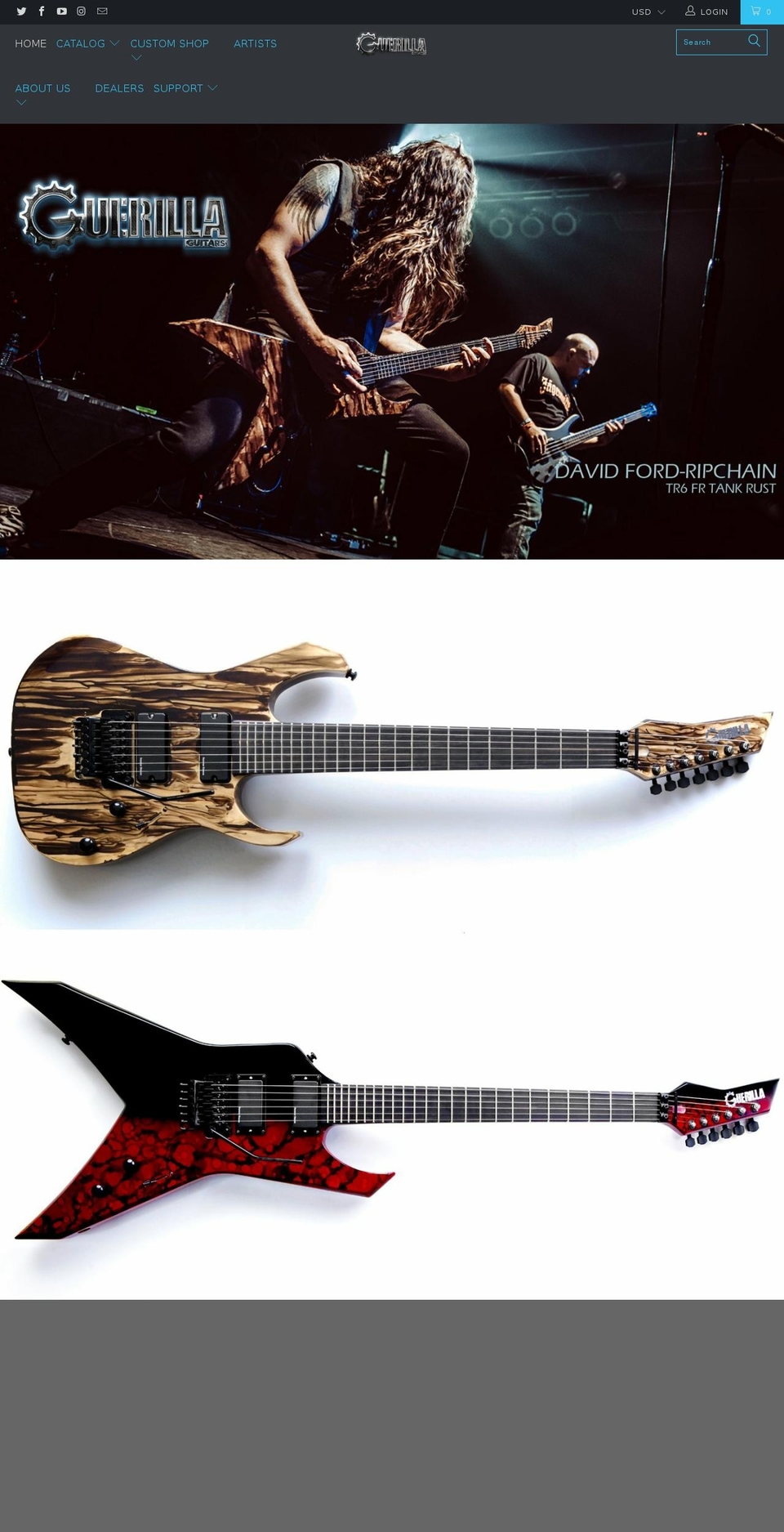 guerillaguitars.com shopify website screenshot