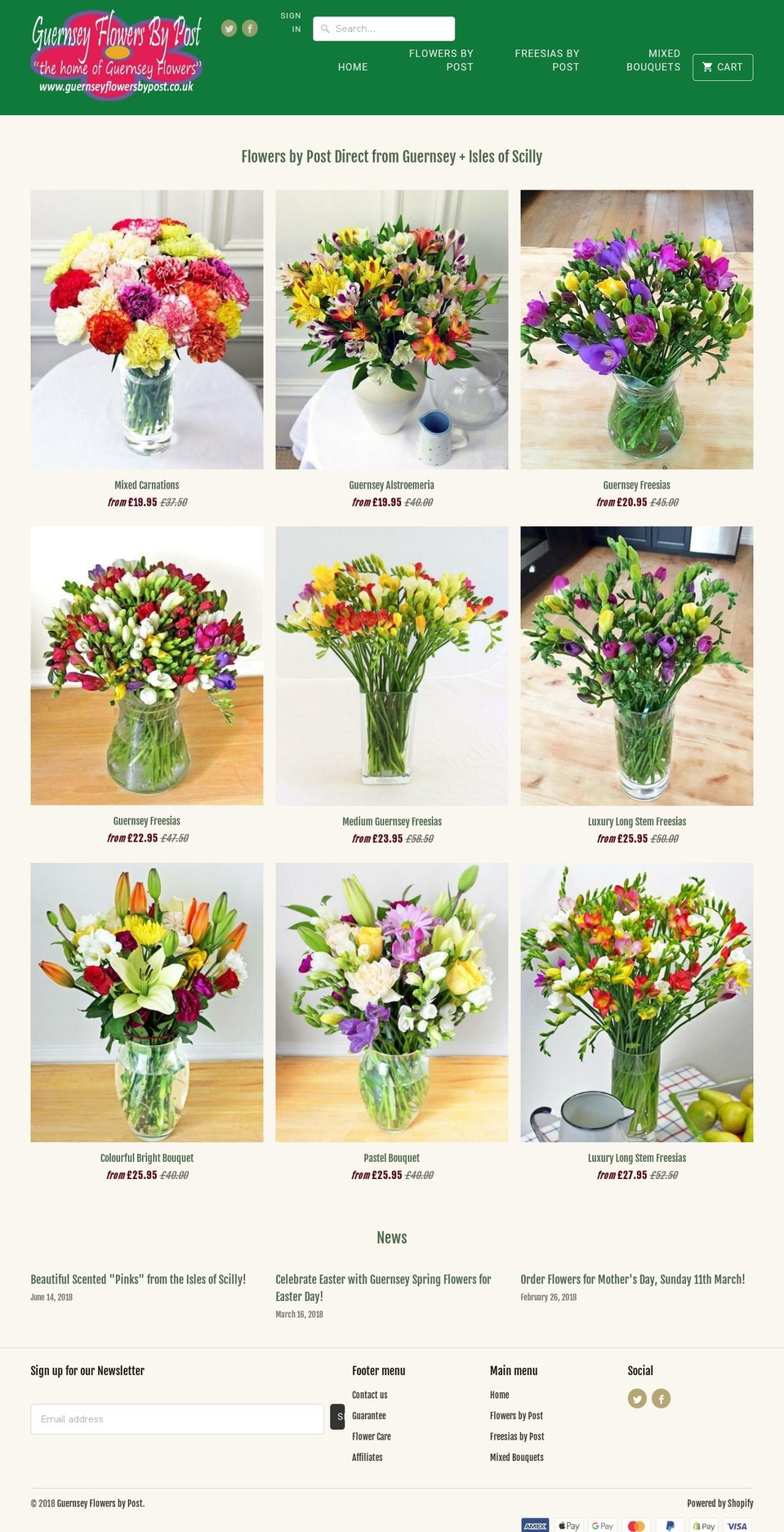 guernseyflowersbypost.co.uk shopify website screenshot