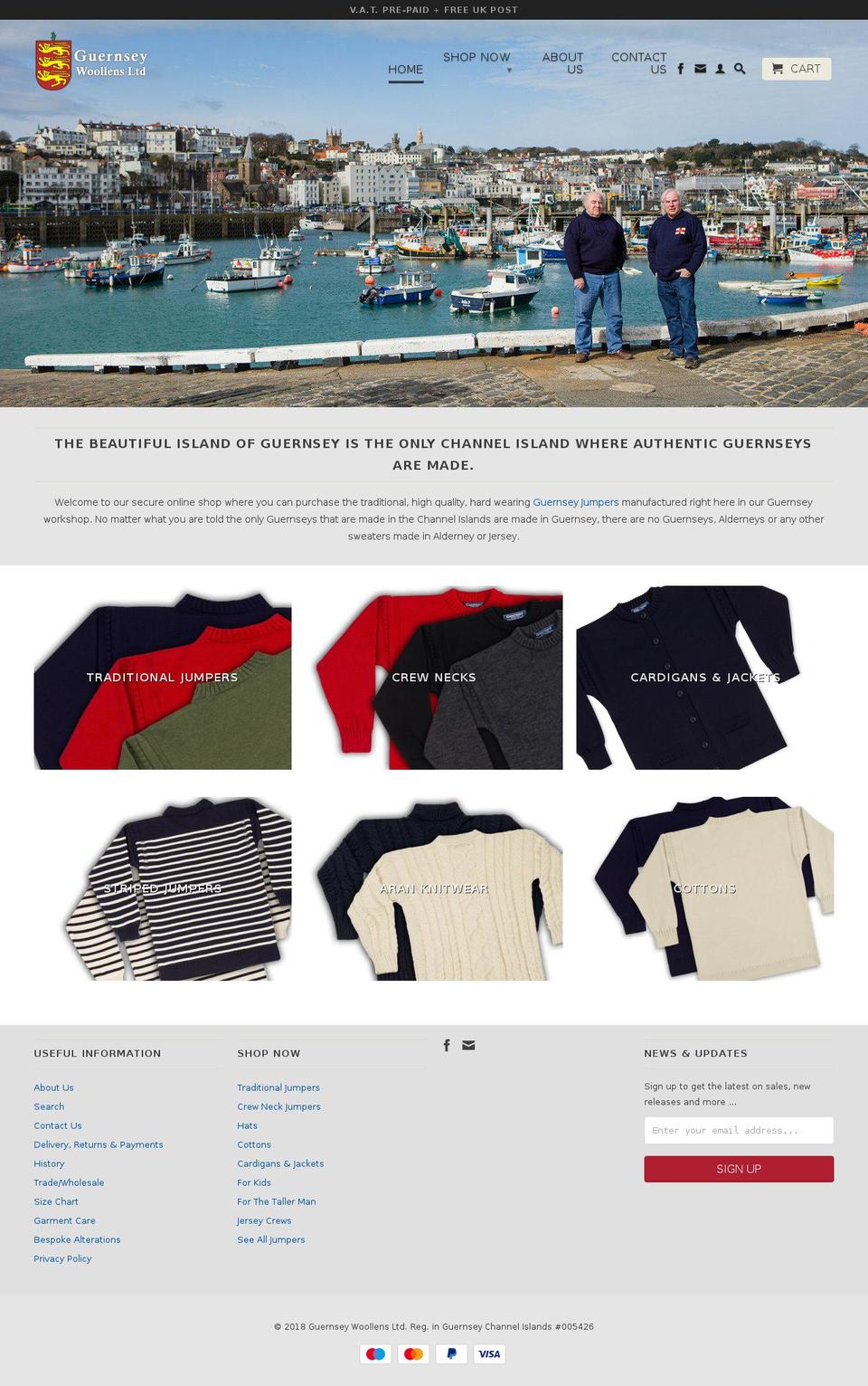 guernseyknitwear.co.uk shopify website screenshot