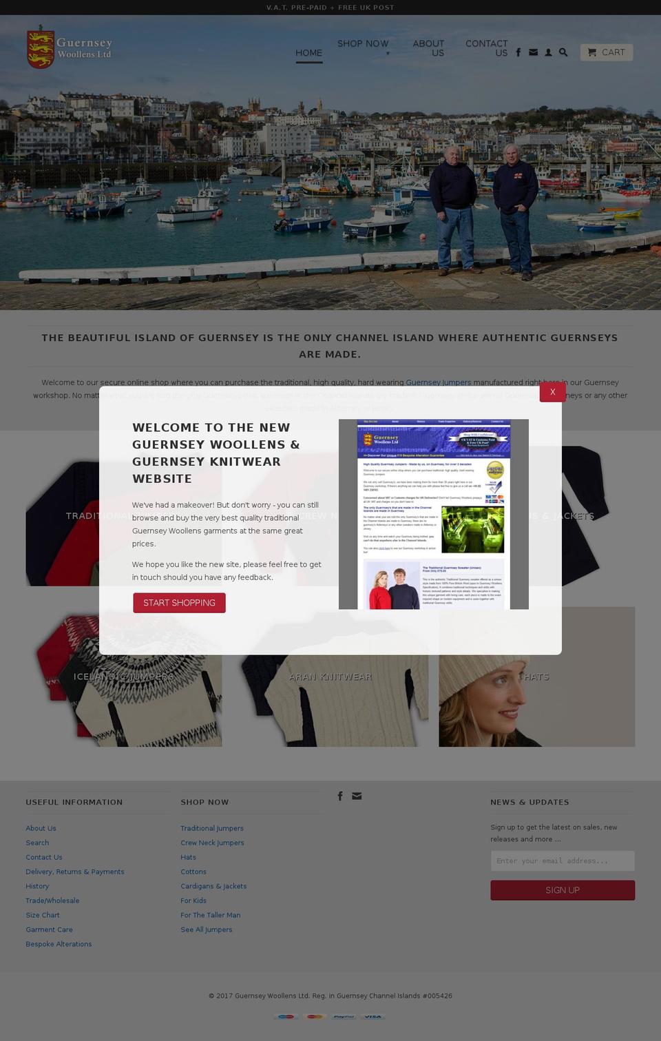 guernseywoollens.com shopify website screenshot