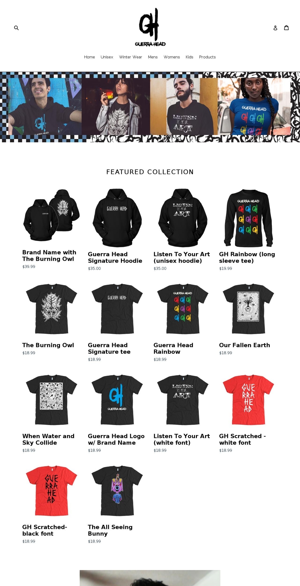 guerrahead.com — Shopify storefront screenshot