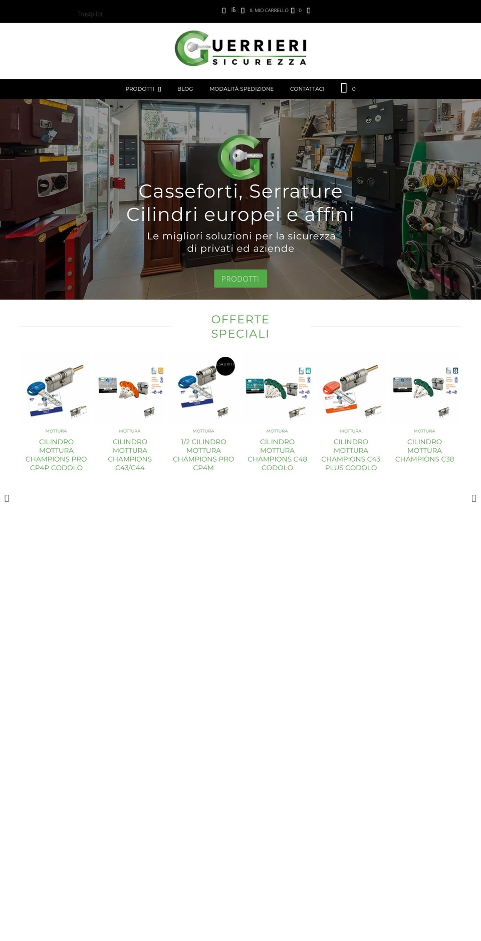 guerrierisicurezza.it shopify website screenshot