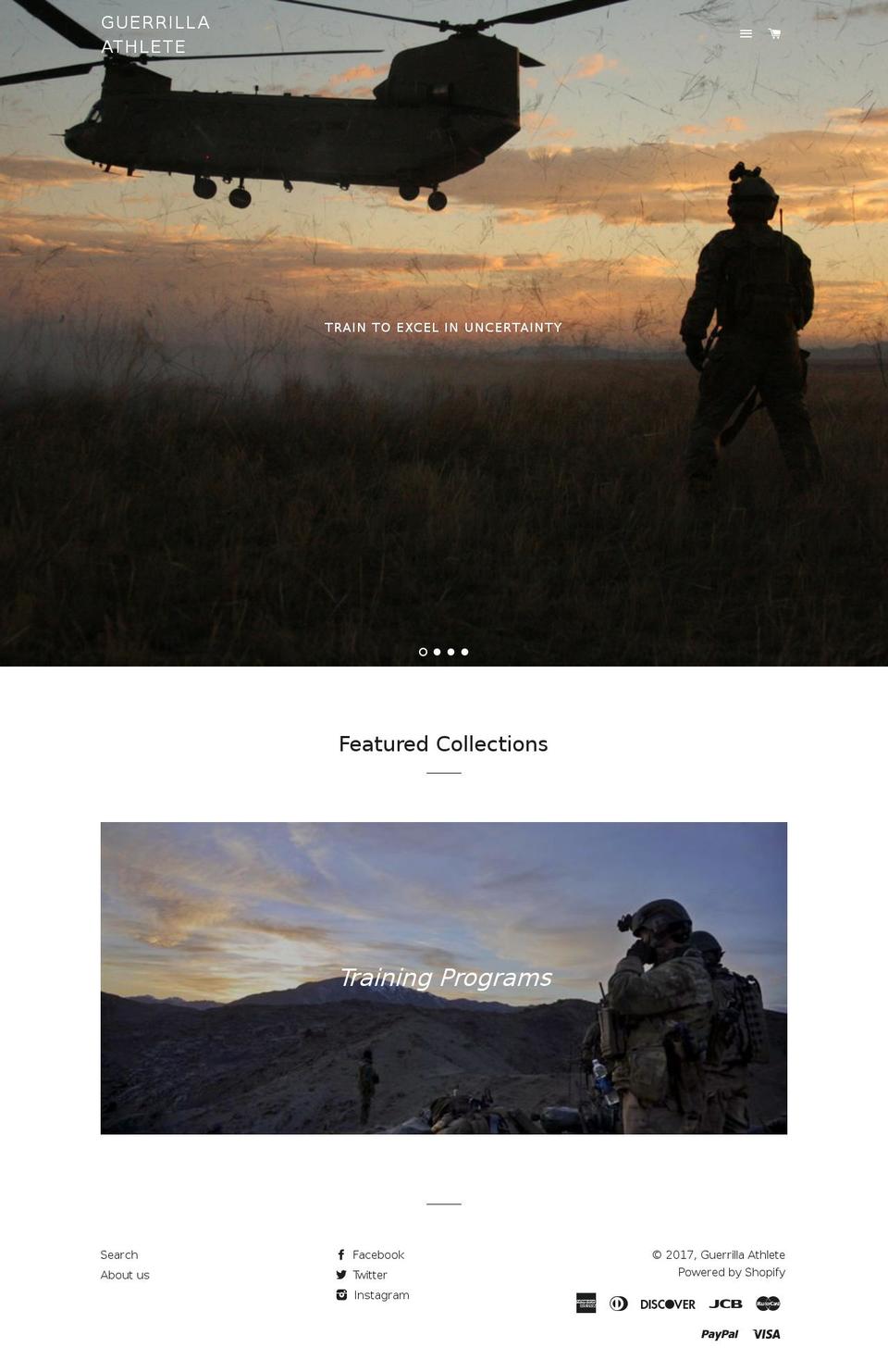 guerrillaathlete.com shopify website screenshot