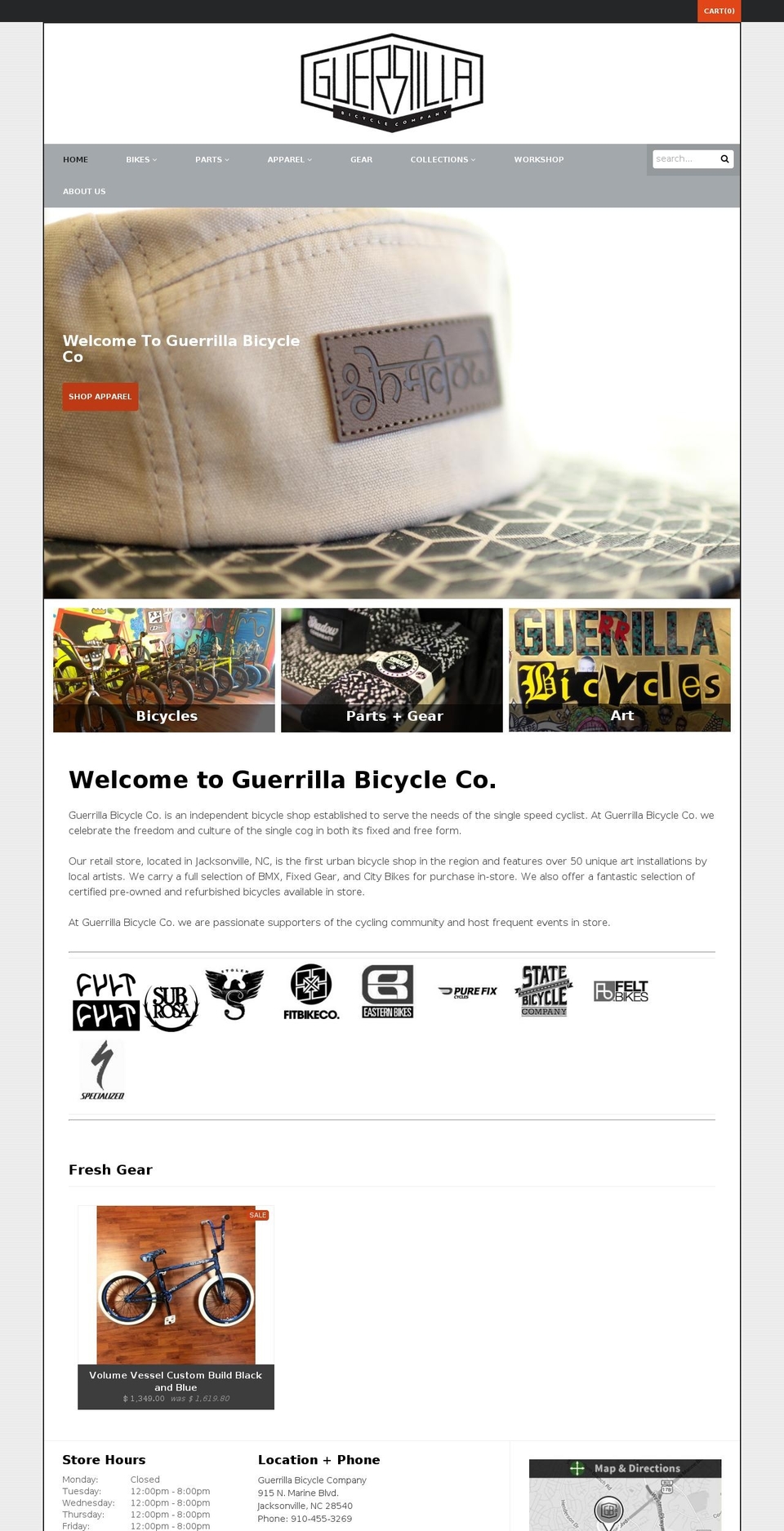 guerrillabikes.com shopify website screenshot