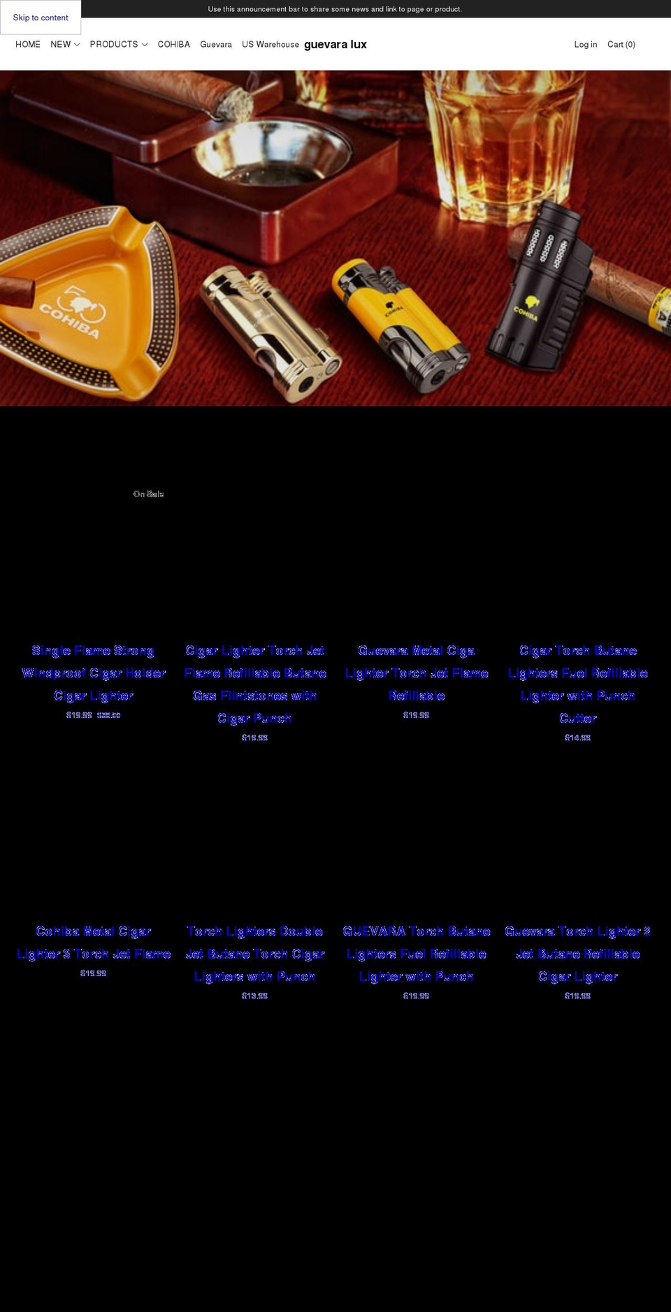 guevaralux.com shopify website screenshot