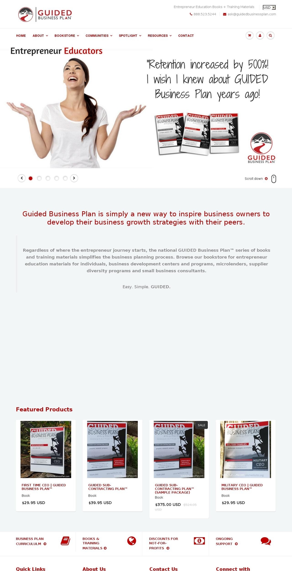 guidedbusinessplans.com shopify website screenshot