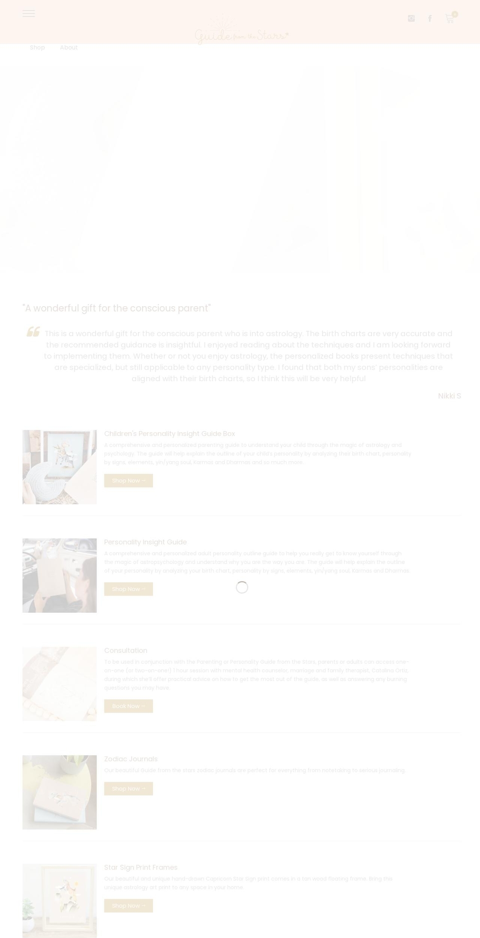 nouminera-home Shopify theme site example guidefromthestars.com
