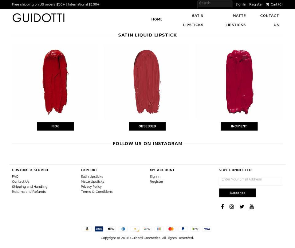 guidotticosmetics.com — Shopify storefront screenshot