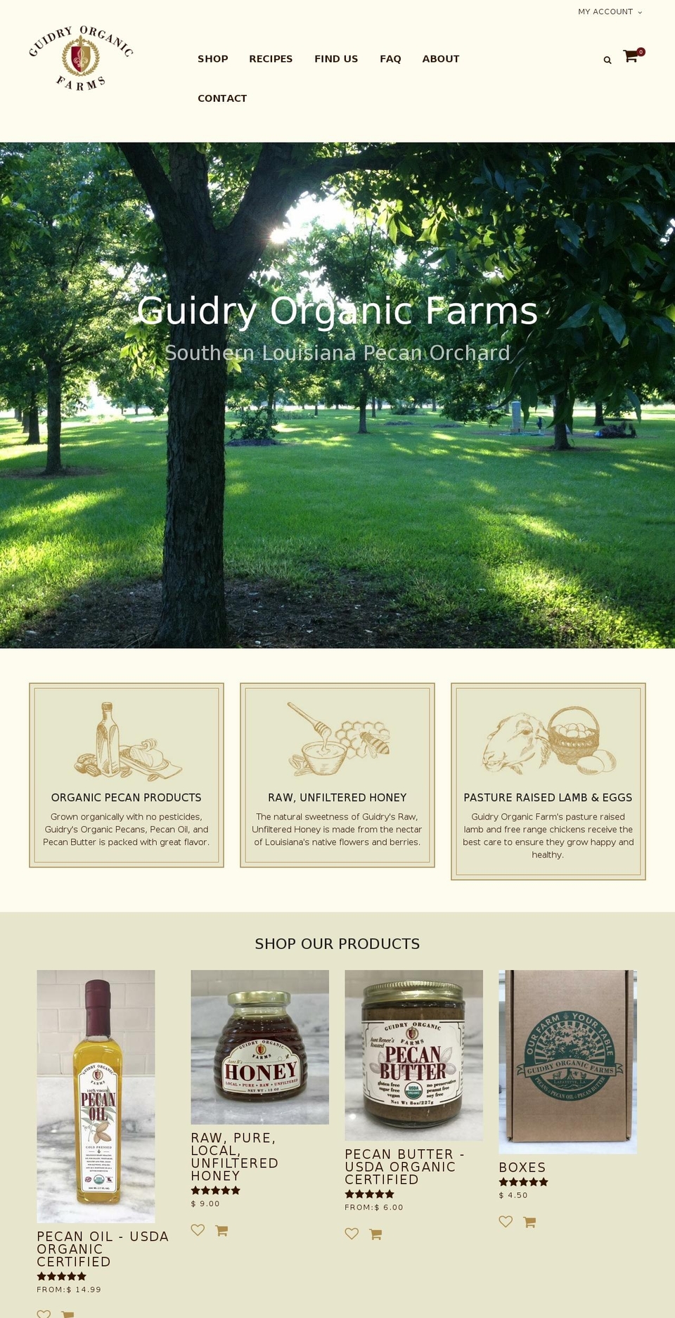 guidryorganicfarms.com shopify website screenshot