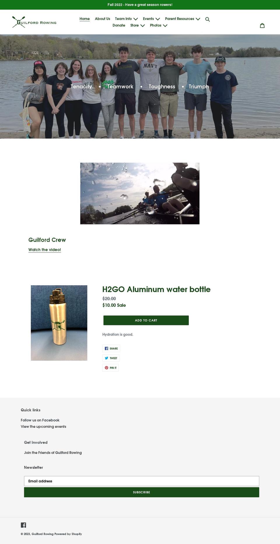 guilfordrowing.org shopify website screenshot