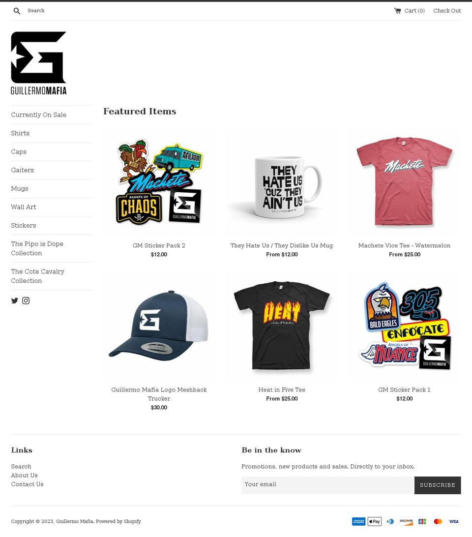 guillermomafia.com — Shopify storefront screenshot
