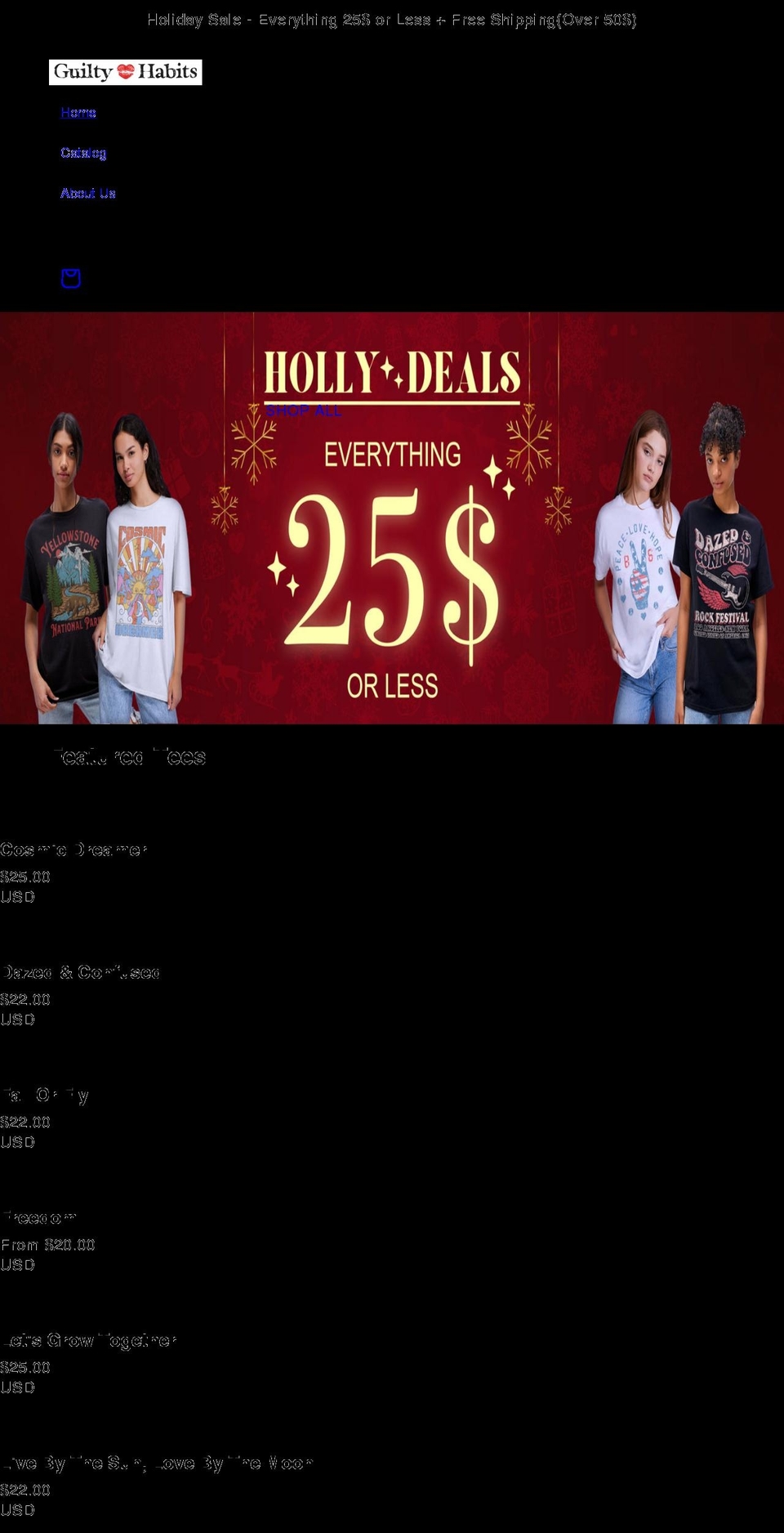 guiltyhabits.com shopify website screenshot