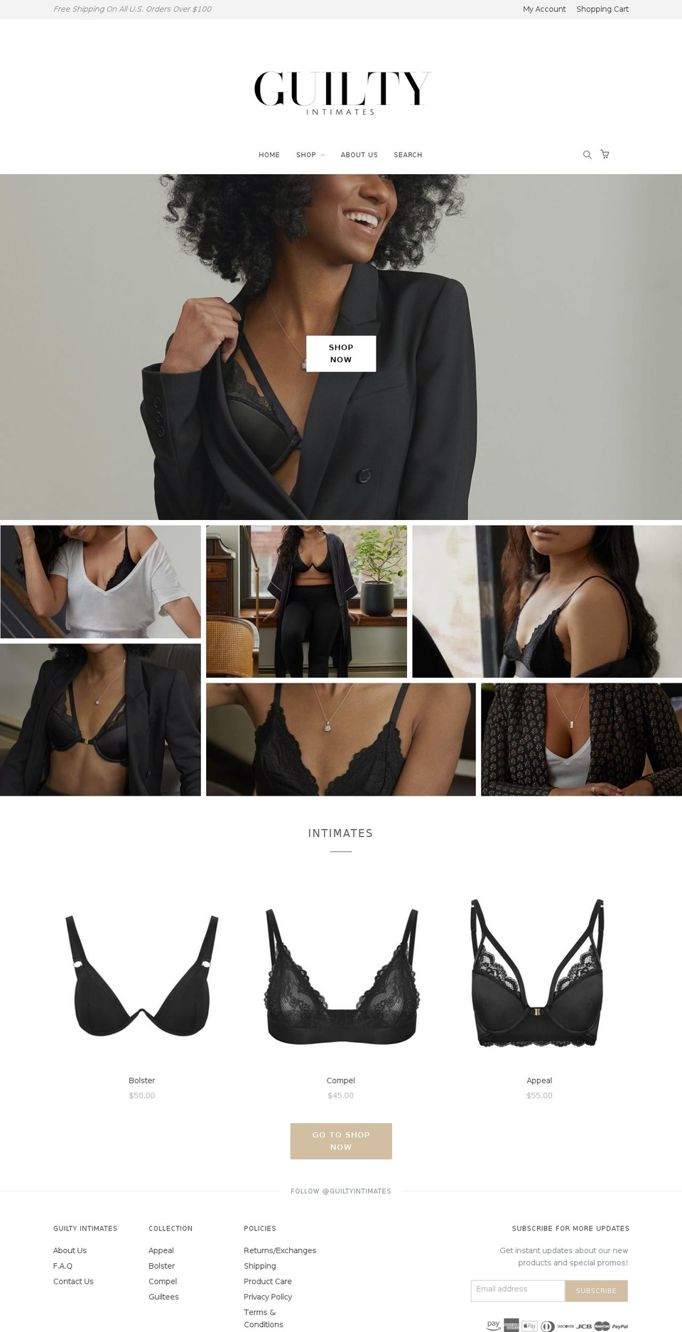 guiltyintimates.com shopify website screenshot