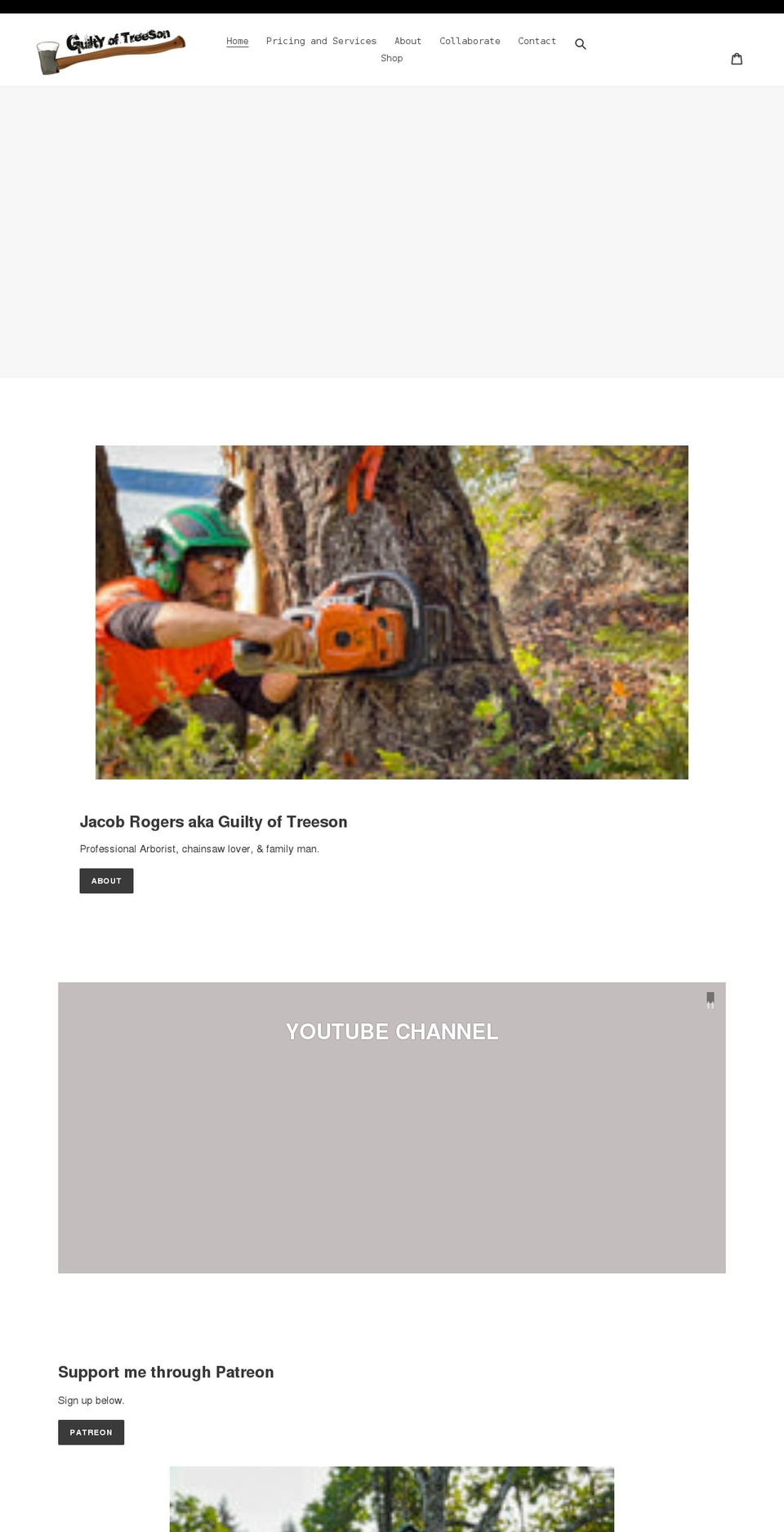 guiltyoftreeson.com shopify website screenshot