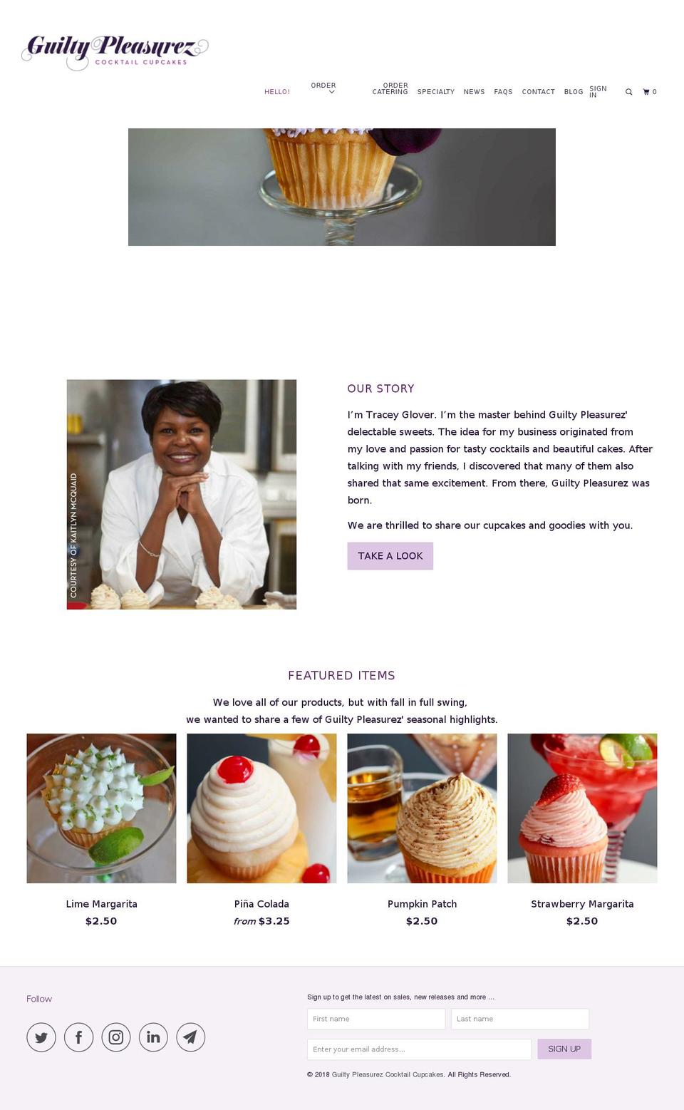 guiltypleasurezcupcakes.com — Shopify storefront screenshot