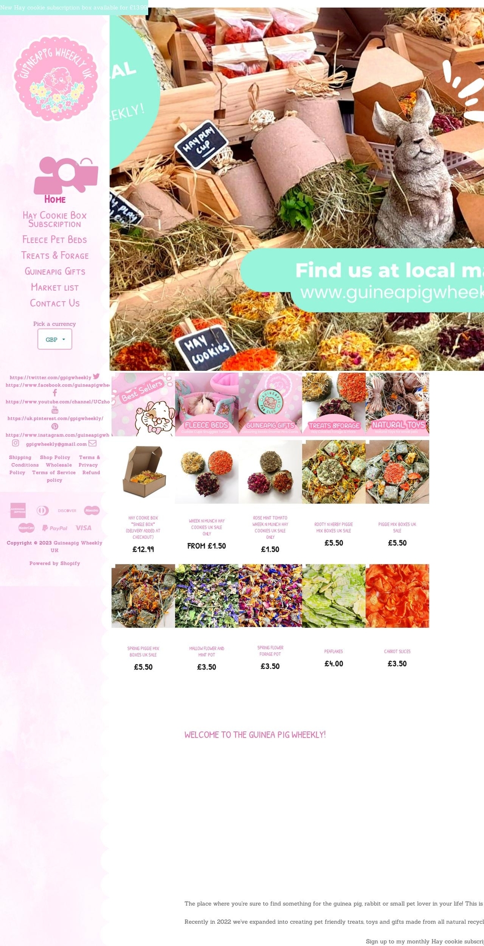 guineapigwheekly.co.uk shopify website screenshot