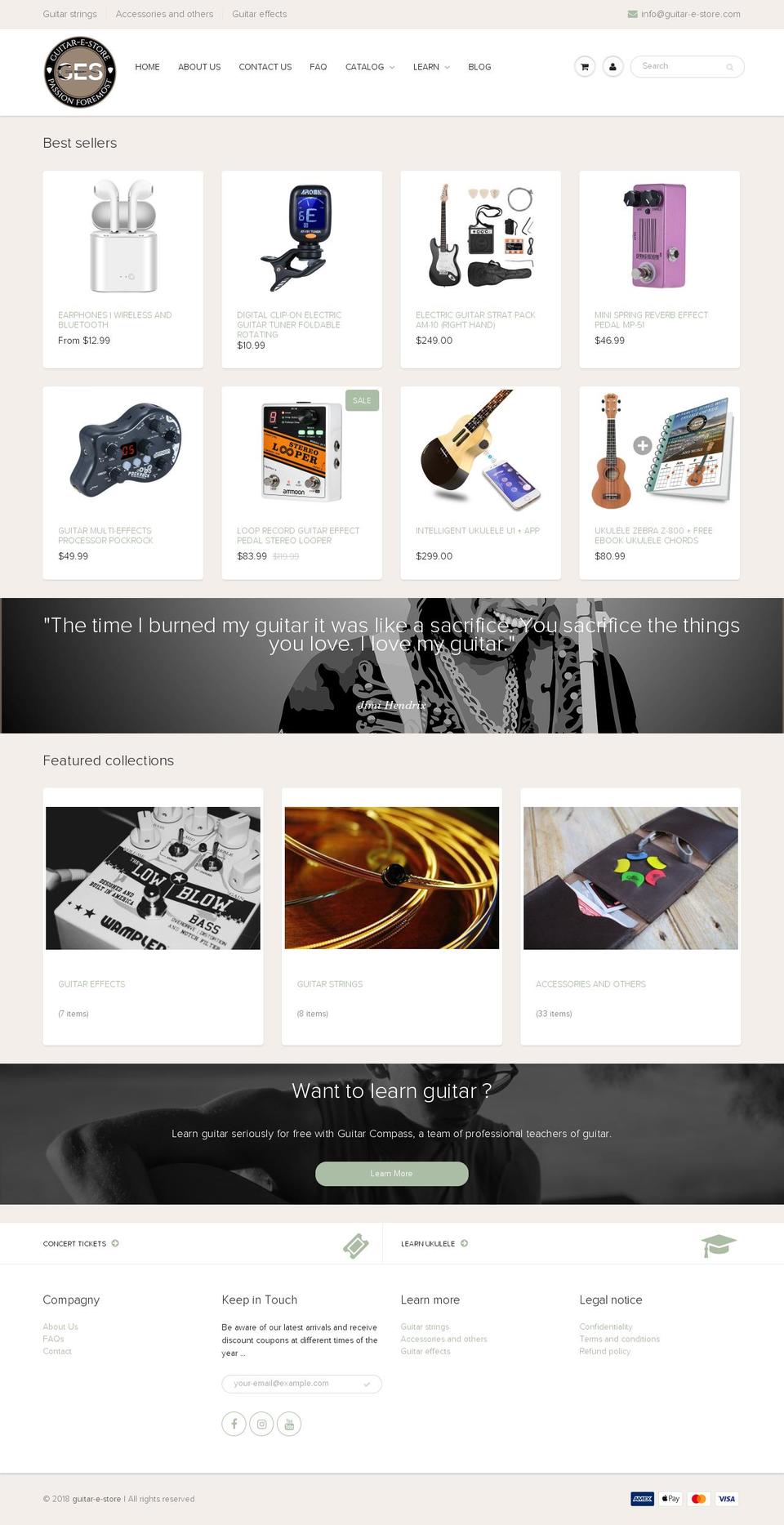 guitar-e-store.com — Shopify storefront screenshot