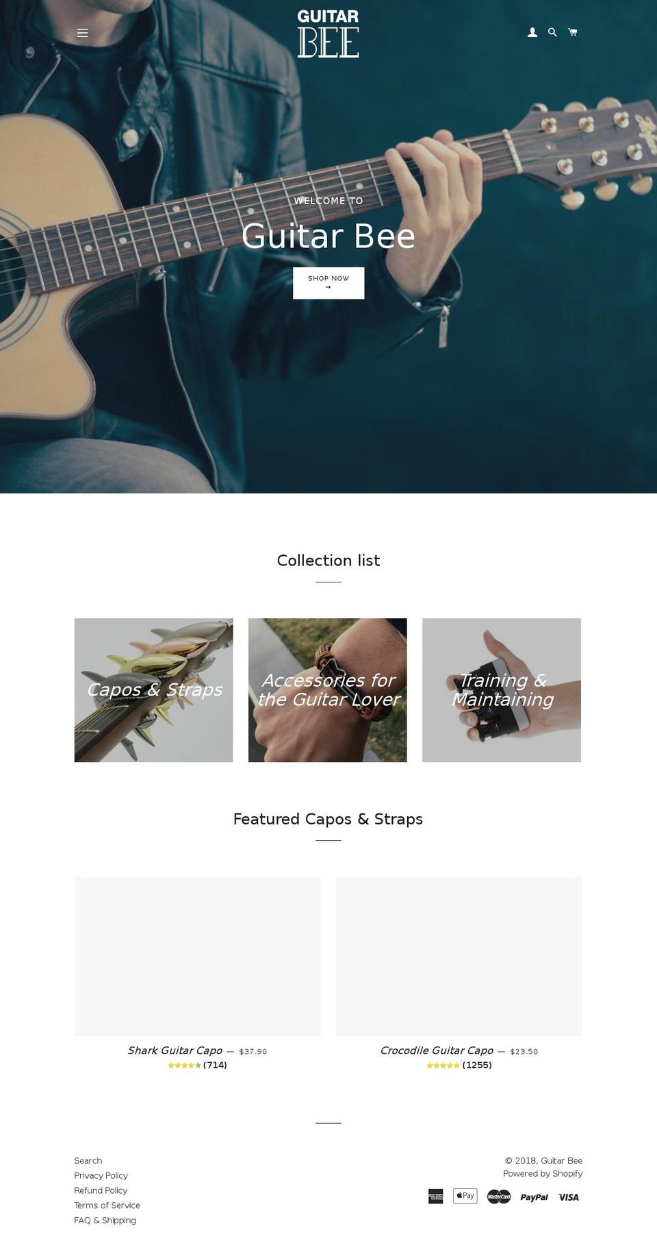 guitarbee.com shopify website screenshot