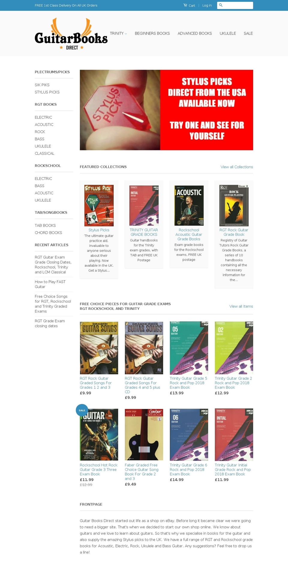 guitarbooksdirect.co.uk shopify website screenshot