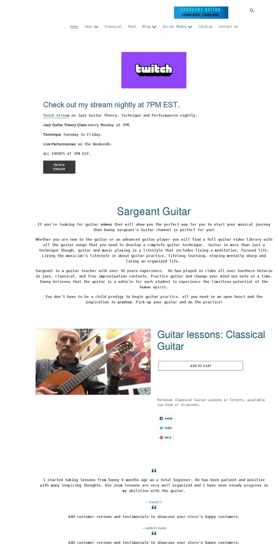 guitarclass.org shopify website screenshot