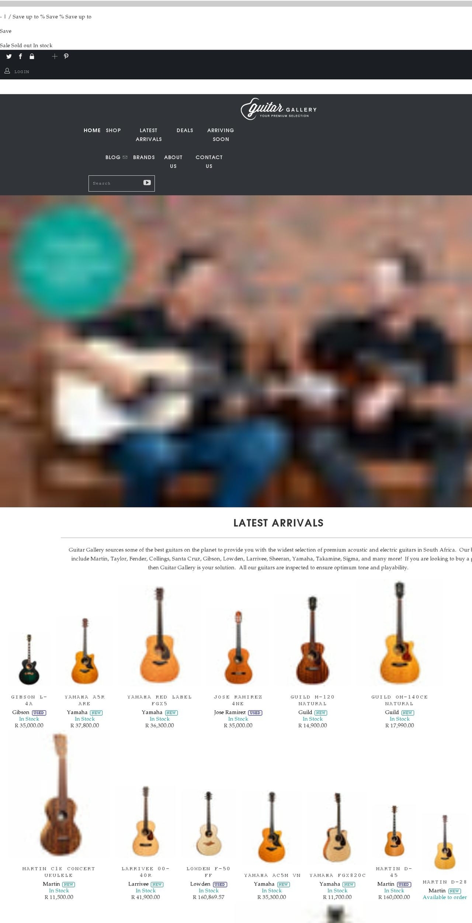 guitargallery.co.za shopify website screenshot