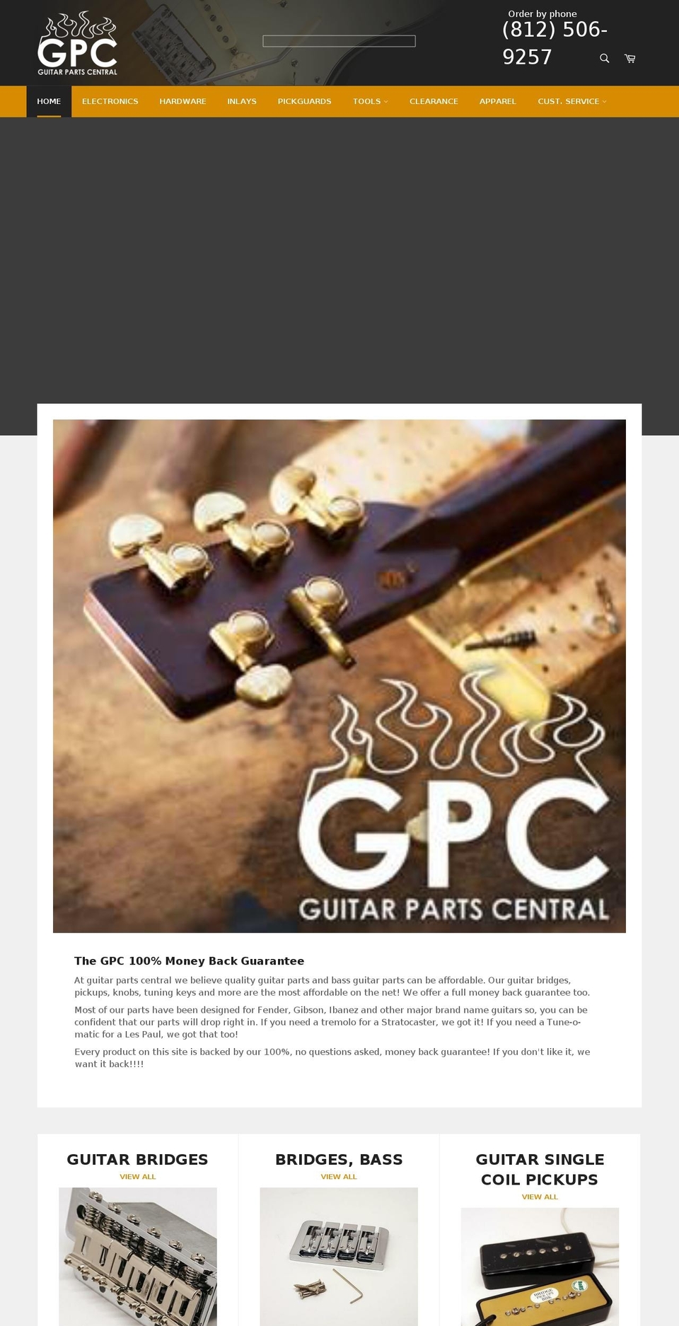 guitarpartscentral.com — Shopify storefront screenshot