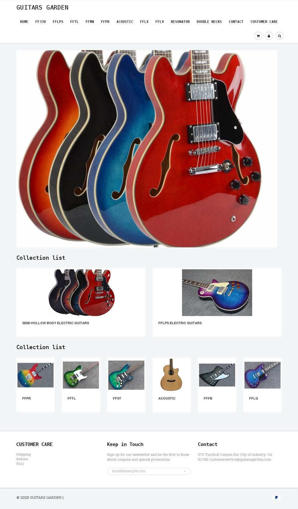guitarsgarden.com shopify website screenshot