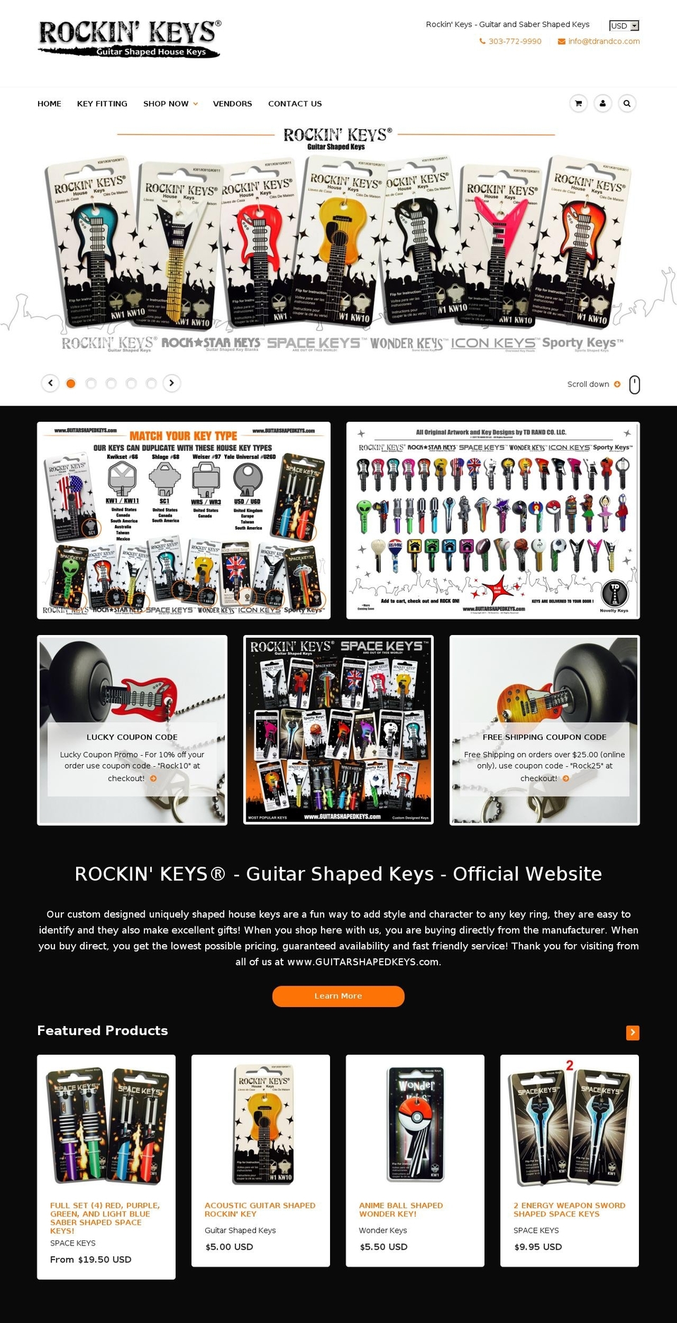 guitarshapedkeys.com shopify website screenshot