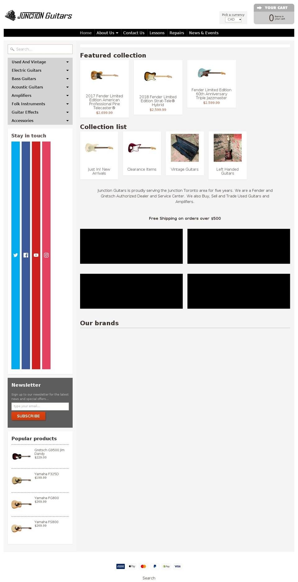 guitarstoretoronto.com — Shopify storefront screenshot