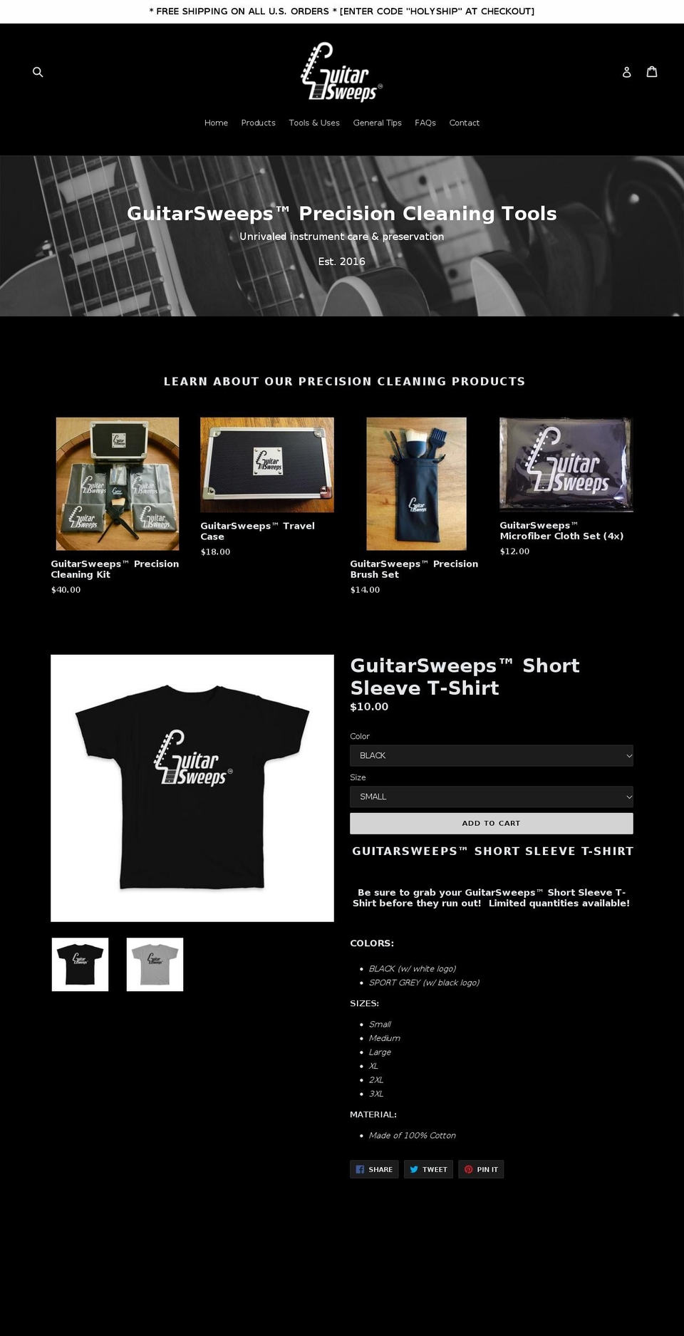 guitarsweeps.com — Shopify storefront screenshot