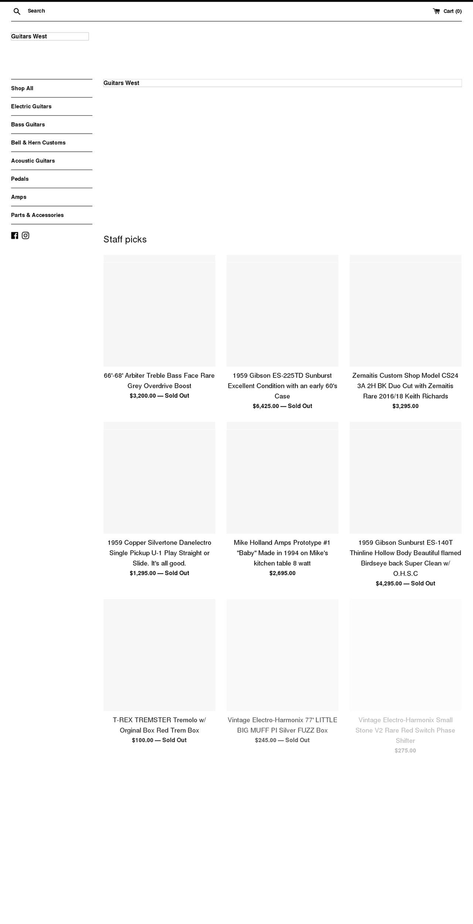 guitarswest.net shopify website screenshot