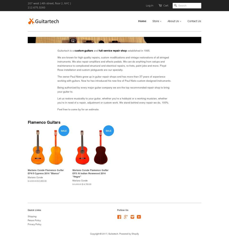 guitartechnyc.com shopify website screenshot