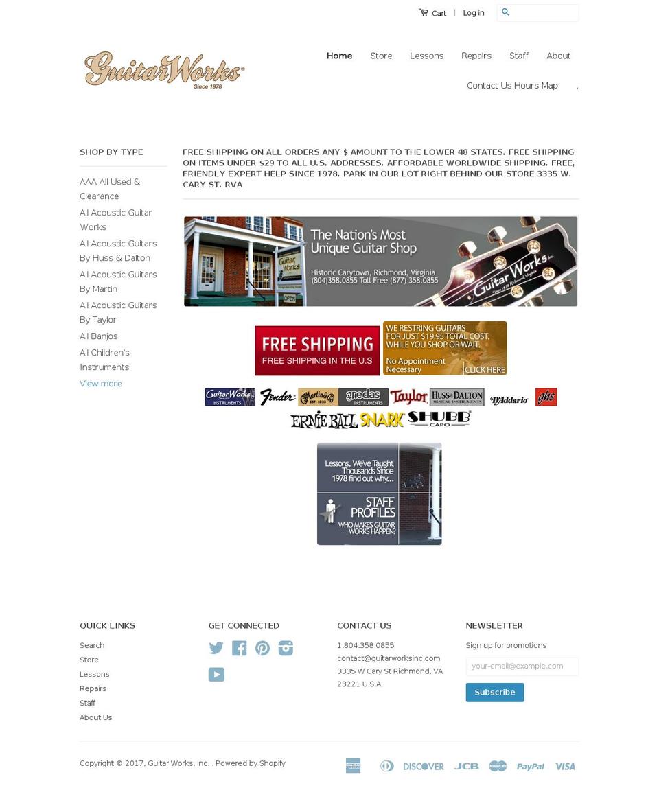 guitarworks.biz shopify website screenshot