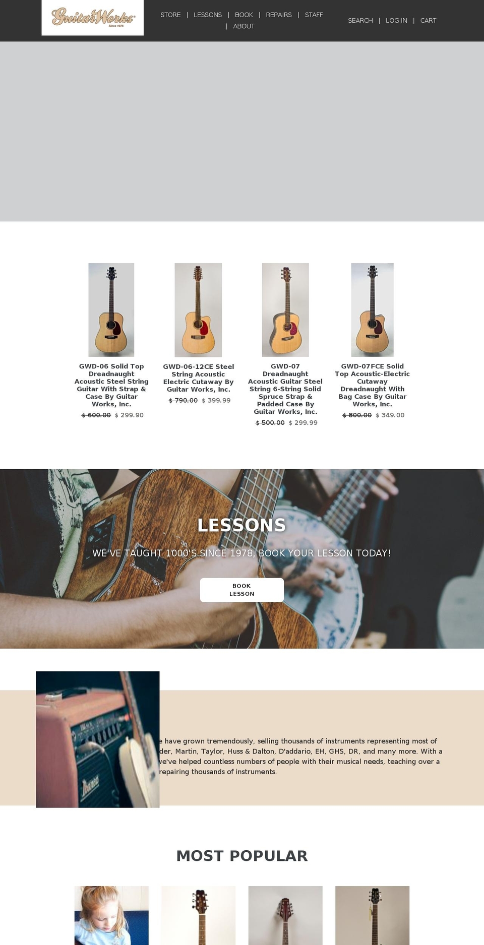 guitarworks.net shopify website screenshot