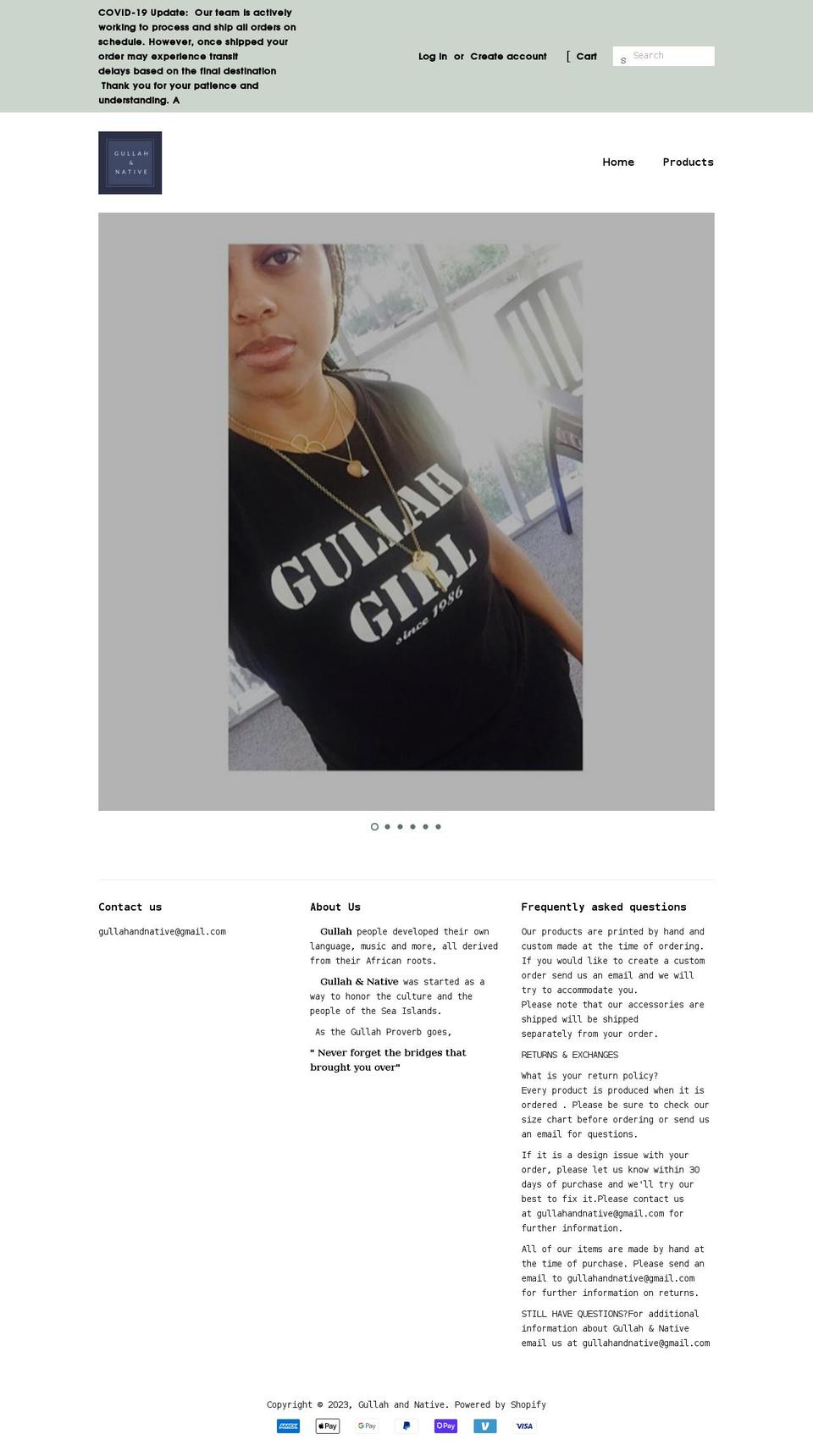 gullahandnative.com shopify website screenshot