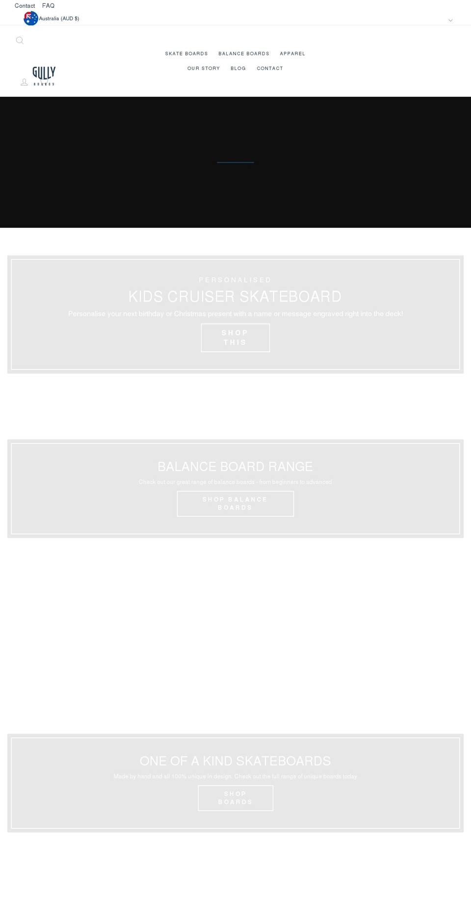 gullyboards.com.au shopify website screenshot