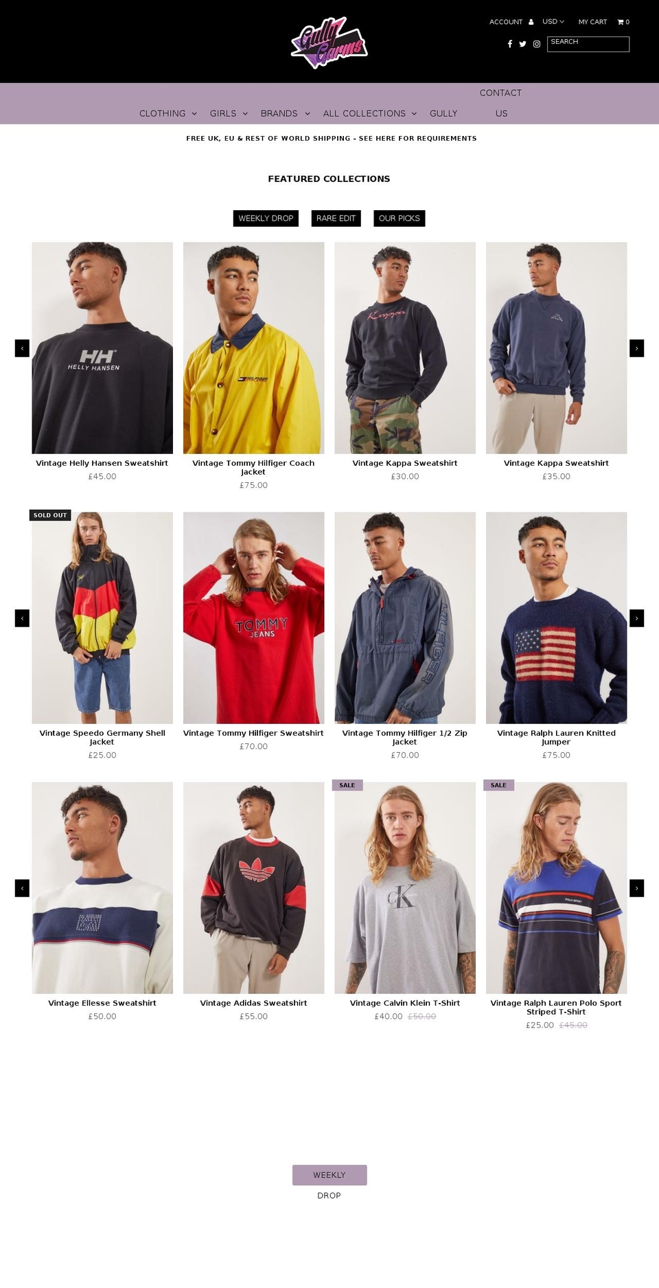 gullygarms.com — Shopify storefront screenshot