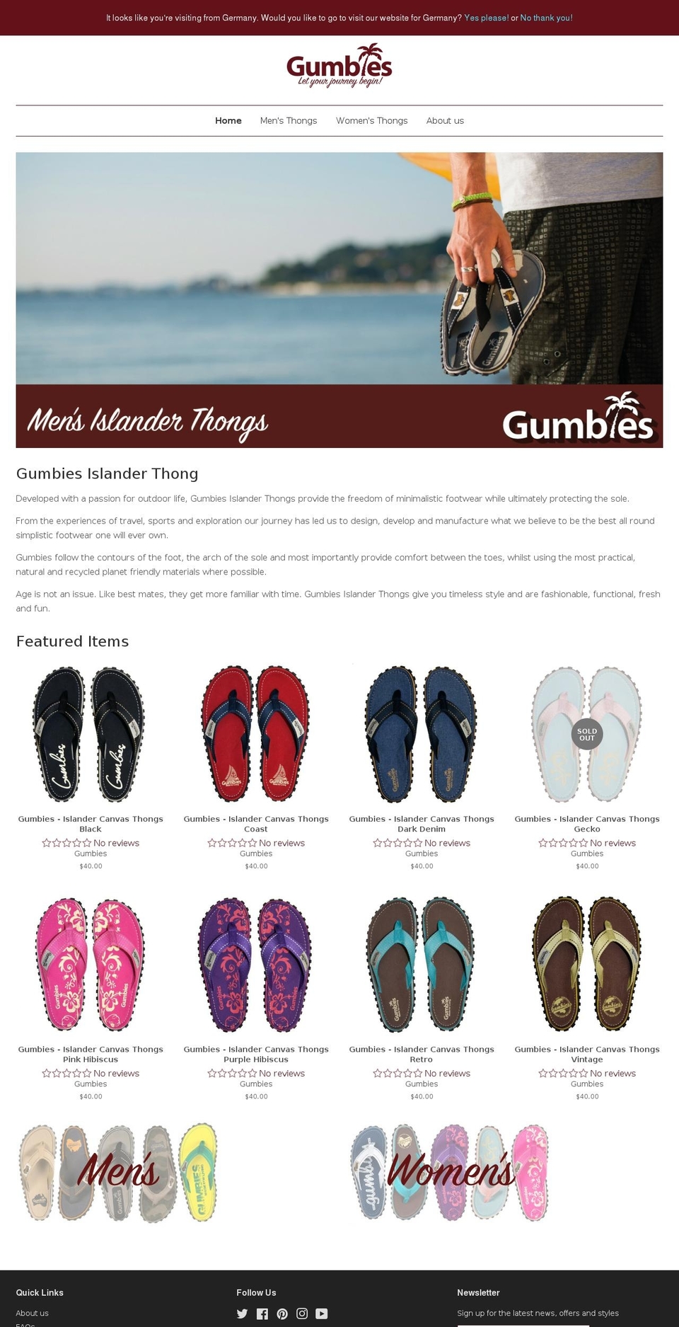 gumbies.com.au shopify website screenshot